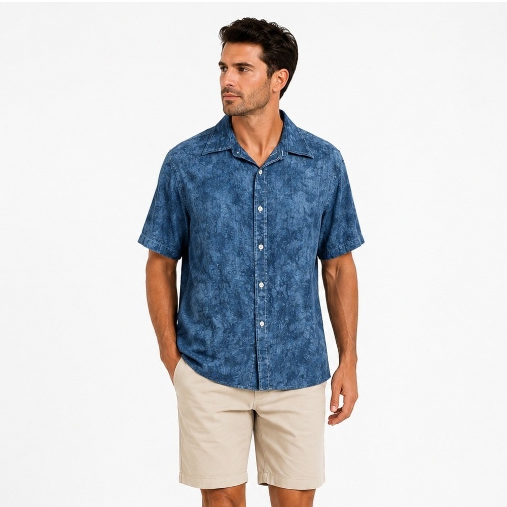Eighty Eight Men's Collared Short Sleeve Tie Dye Button Down Shirt Size Large